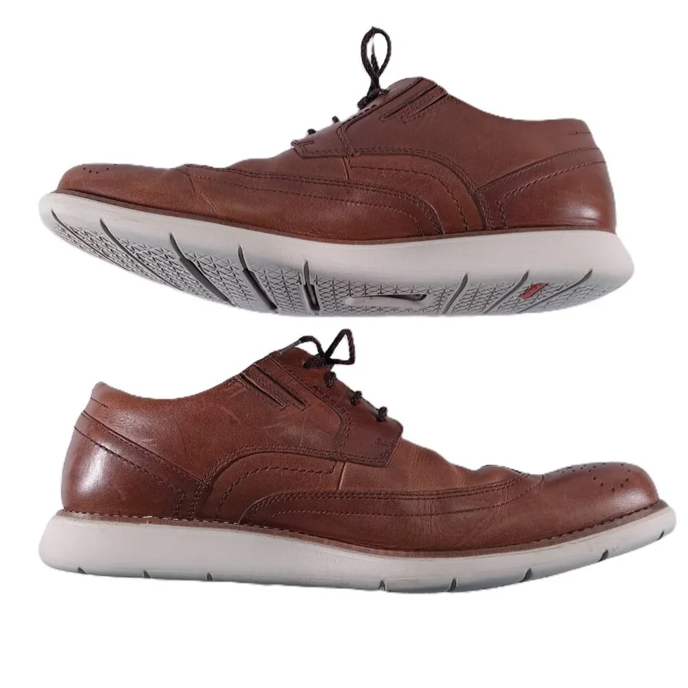 Rockport Total Motion Sport Wingtip Shoes Men 10.5 Brown Leather Oxford CH2508